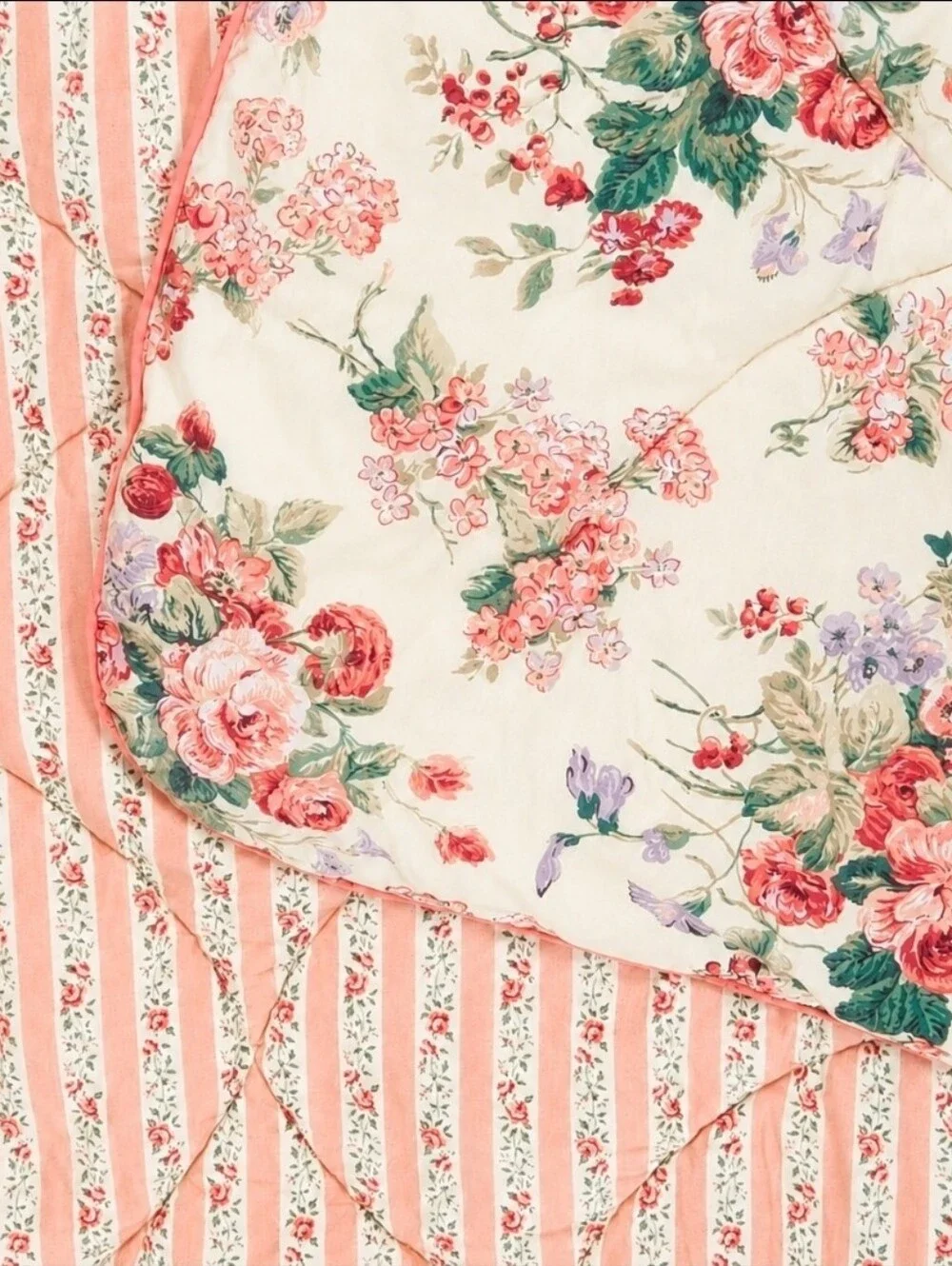 Vintage Laura Ashley Twin Reversible Comforter & Bedskirt Revman USA Floral